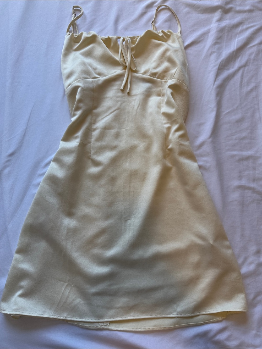 Women's Yellow Cream Tie-Front Slip Dress